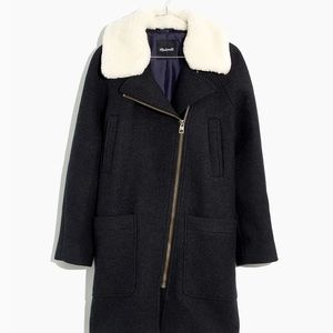 Madewell Eldridge Black Fur Collar Coat